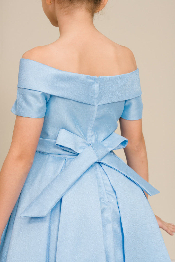 Girls Short Satin Off Shoulder Dress by Cinderella Couture 9177