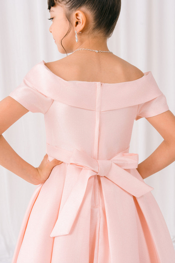 Girls Short Satin Off Shoulder Dress by Cinderella Couture 9177