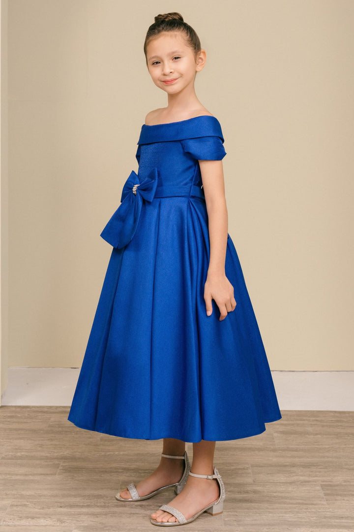 Girls Short Satin Off Shoulder Dress by Cinderella Couture 9177