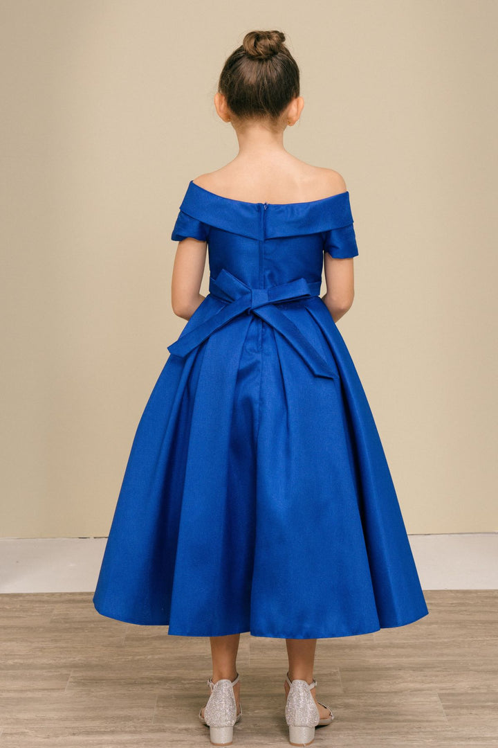 Girls Short Satin Off Shoulder Dress by Cinderella Couture 9177
