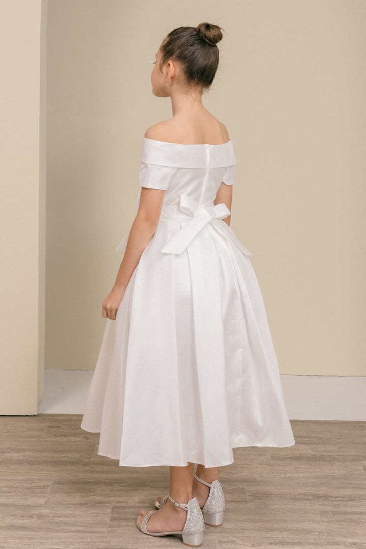 Girls Short Satin Off Shoulder Dress by Cinderella Couture 9177