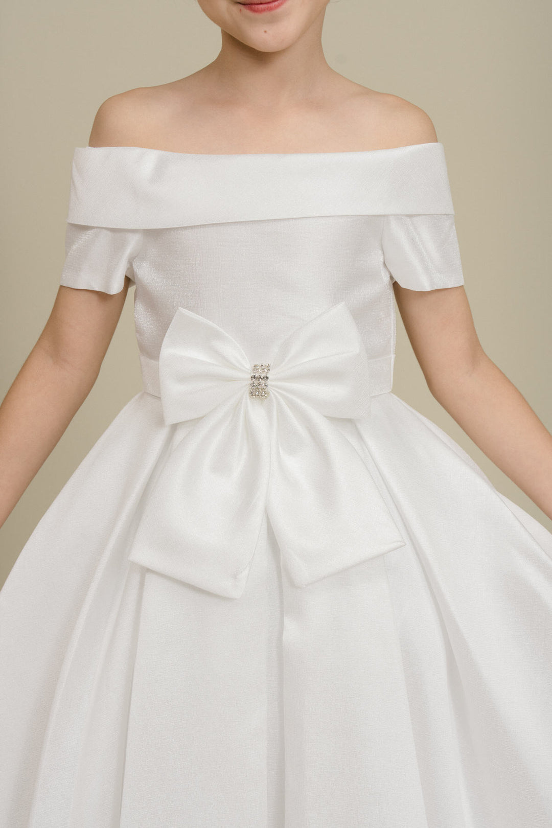 Girls Short Satin Off Shoulder Dress by Cinderella Couture 9177