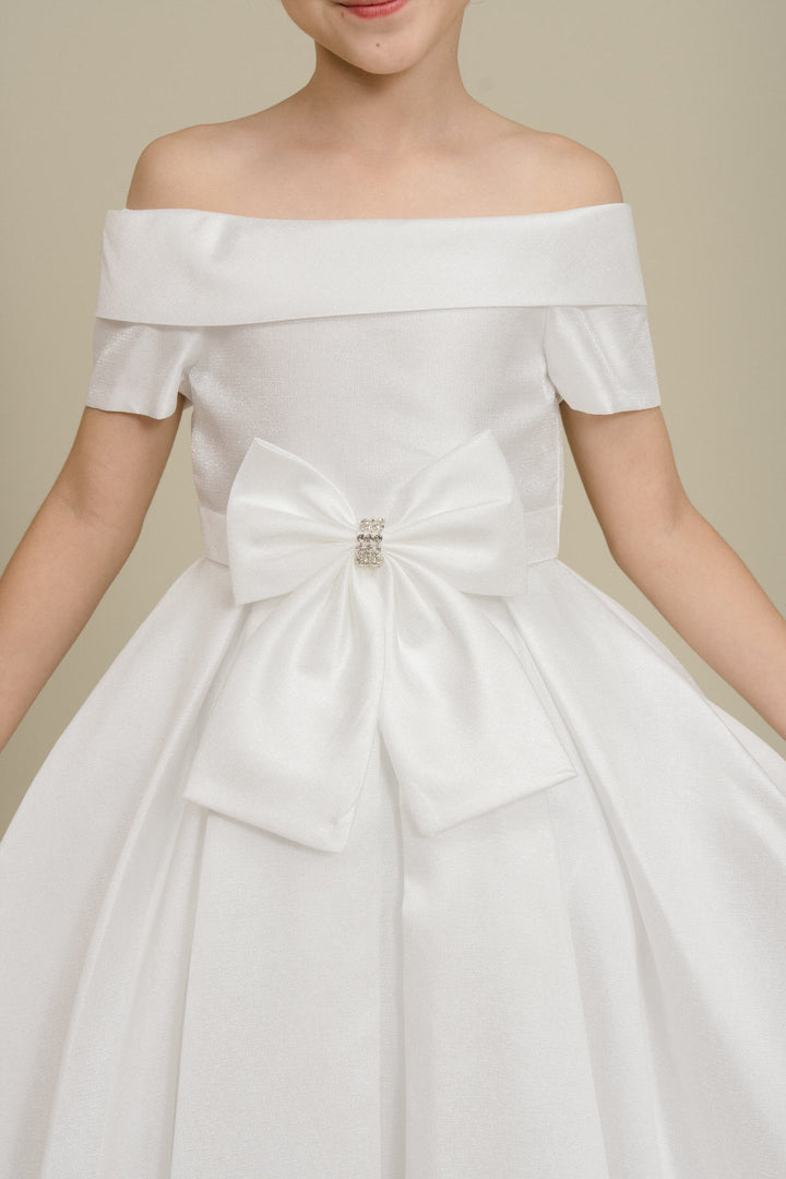 Girls Short Satin Off Shoulder Dress by Cinderella Couture 9177