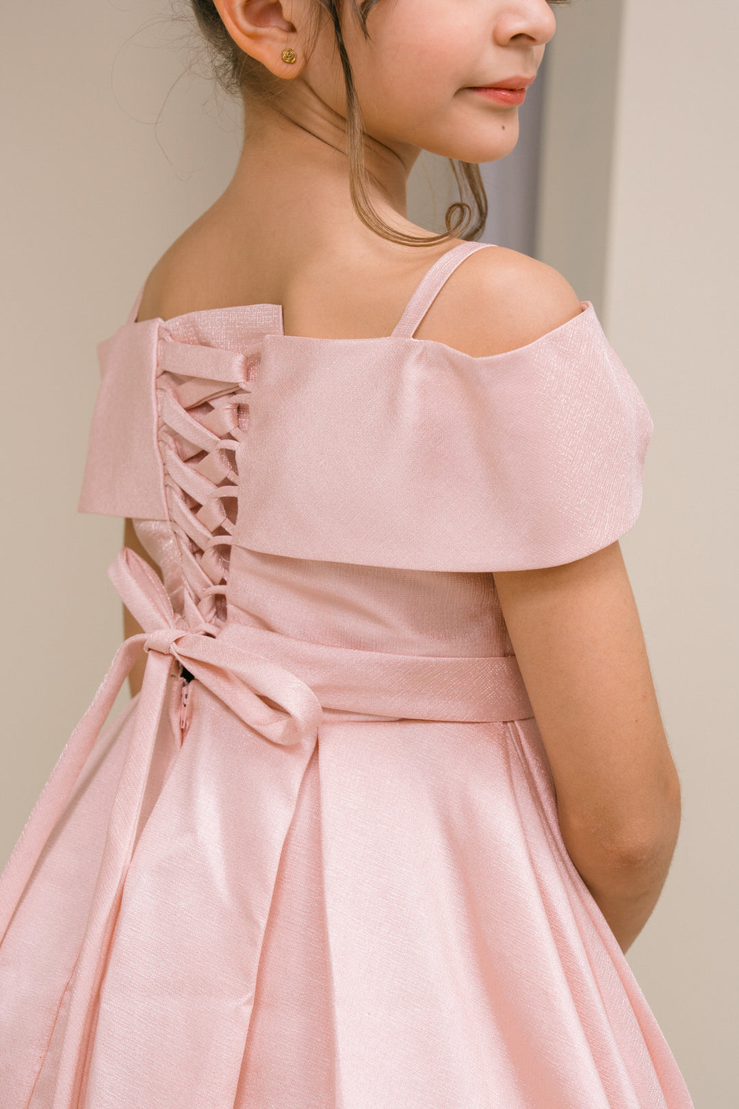 Girls Off Shoulder Tea Length Dress by Cinderella Couture 9188