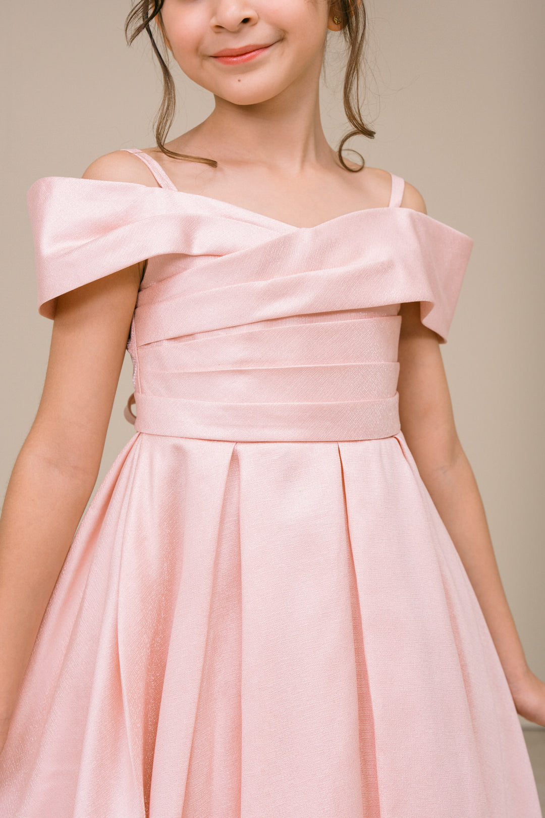 Girls Off Shoulder Tea Length Dress by Cinderella Couture 9188