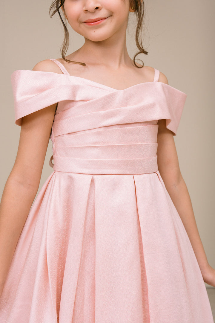 Girls Off Shoulder Tea Length Dress by Cinderella Couture 9188
