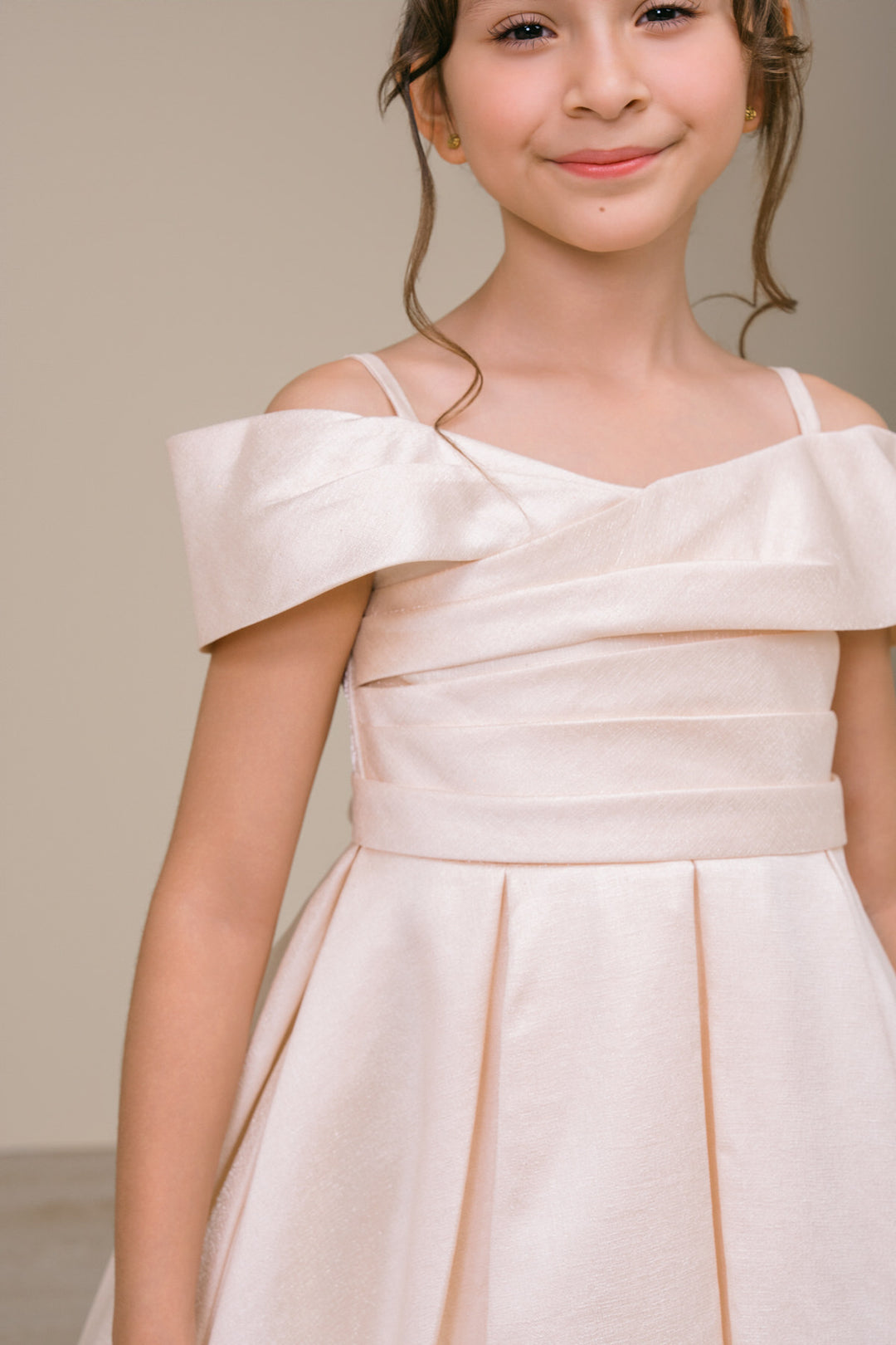 Girls Off Shoulder Tea Length Dress by Cinderella Couture 9188