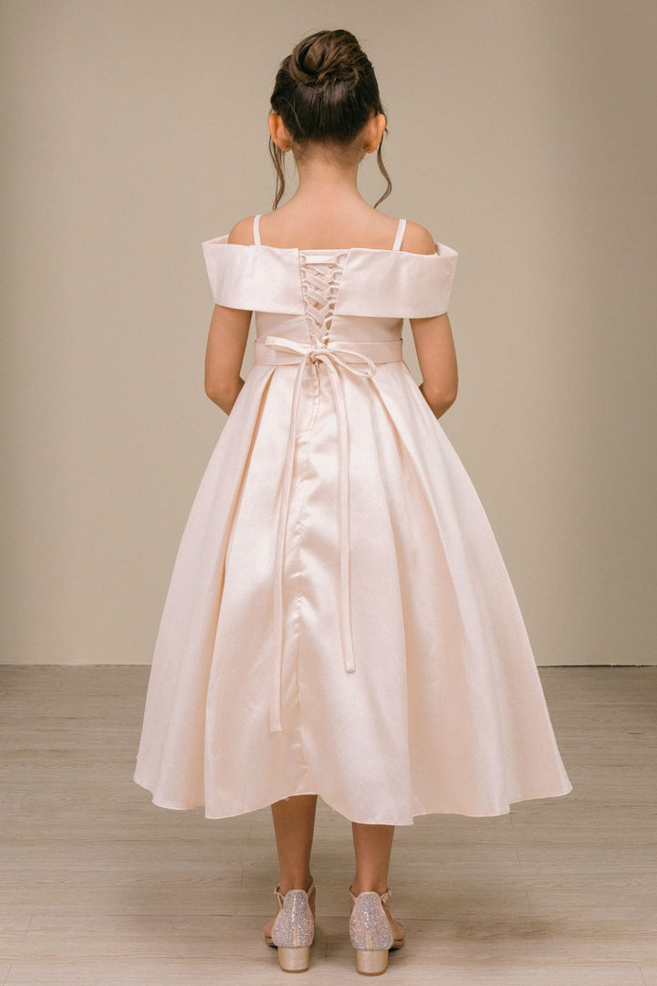 Girls Off Shoulder Tea Length Dress by Cinderella Couture 9188