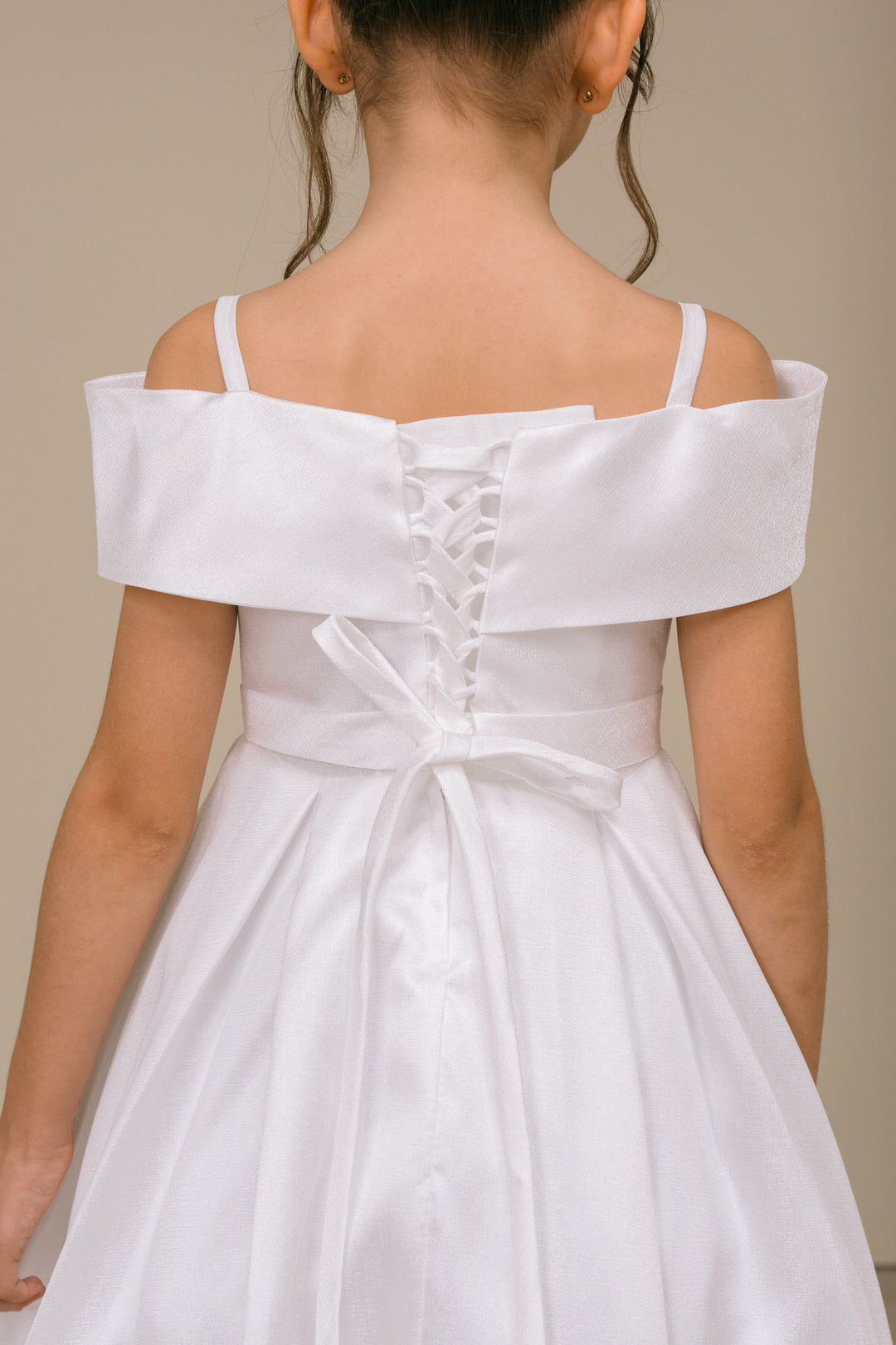 Girls Off Shoulder Tea Length Dress by Cinderella Couture 9188