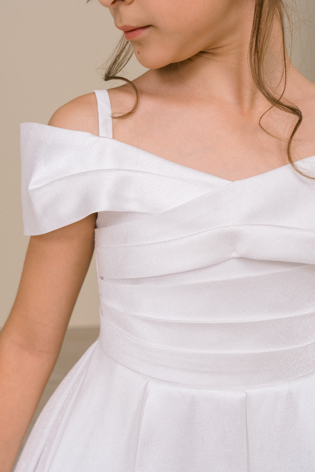 Girls Off Shoulder Tea Length Dress by Cinderella Couture 9188
