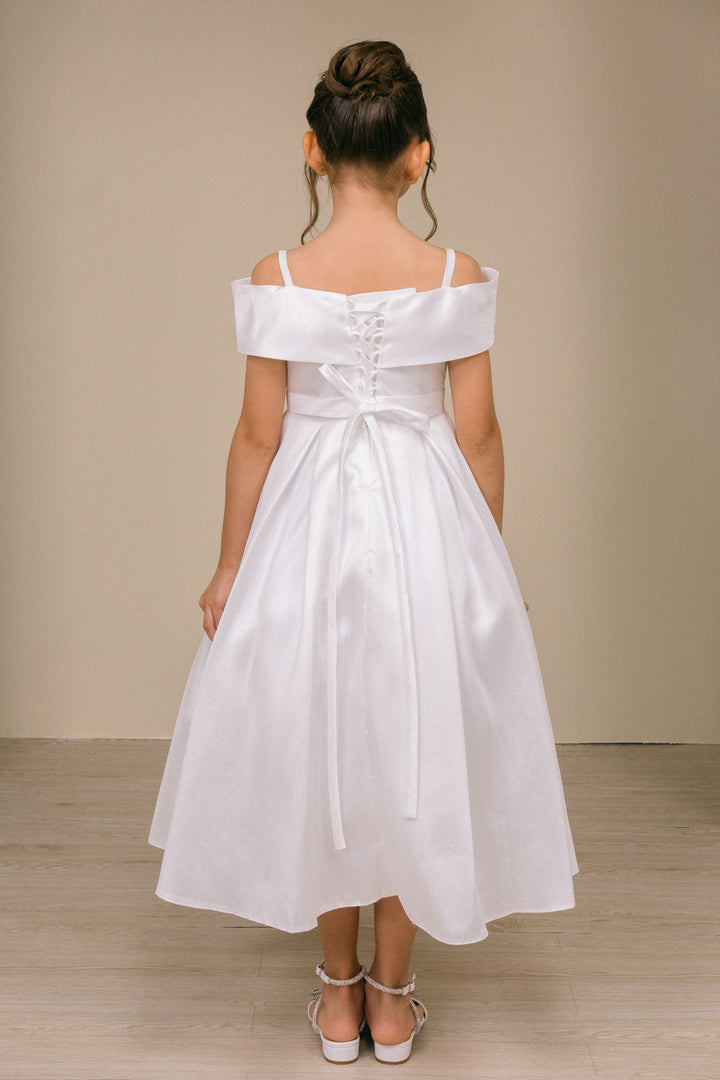 Girls Off Shoulder Tea Length Dress by Cinderella Couture 9188