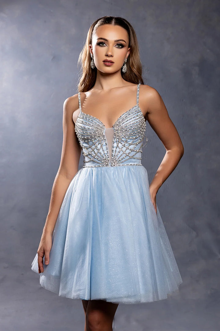 Beaded Short Sleeveless Dress by May Queen MQ2243