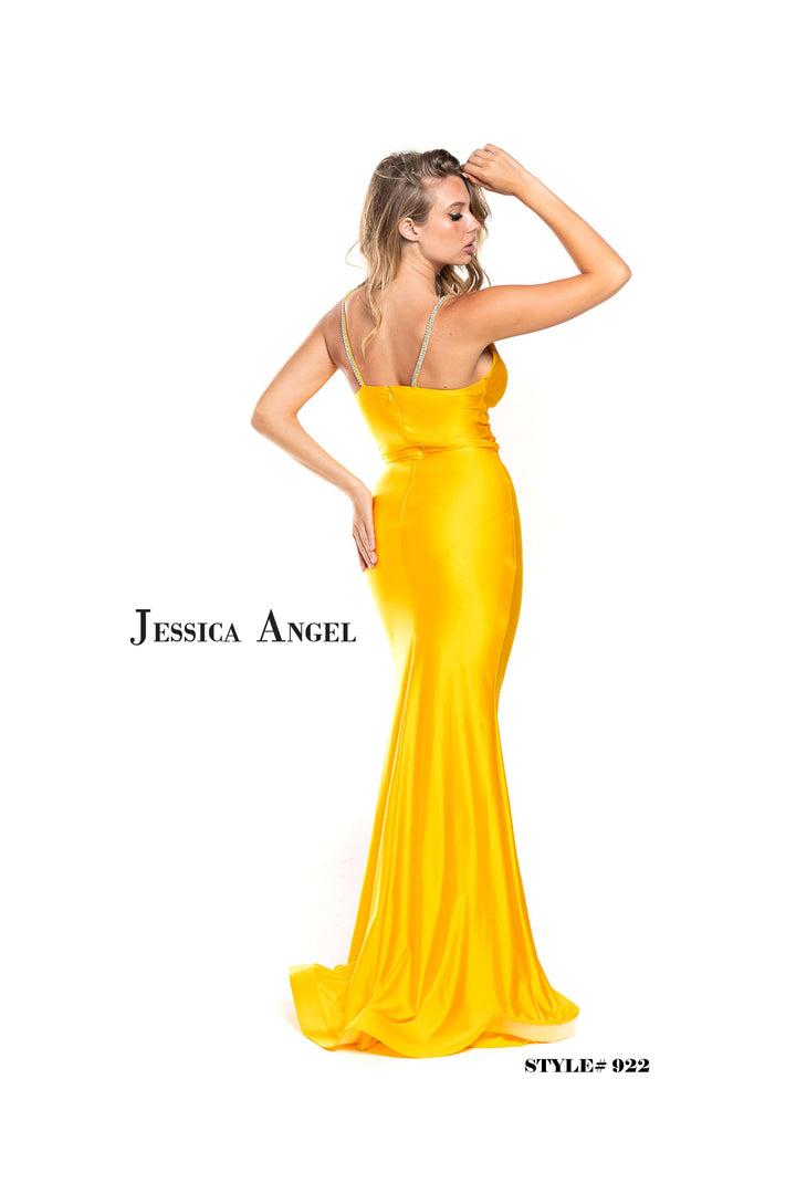 Jersey Fitted Sleeveless Slit Gown by Jessica Angel 922