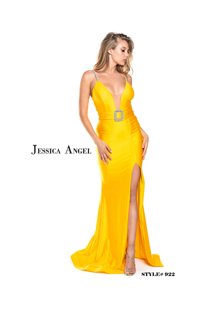 Jersey Fitted Sleeveless Slit Gown by Jessica Angel 922