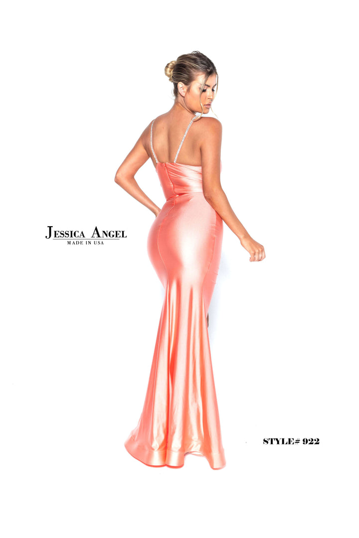 Jersey Fitted Sleeveless Slit Gown by Jessica Angel 922