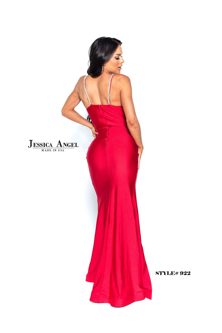 Jersey Fitted Sleeveless Slit Gown by Jessica Angel 922