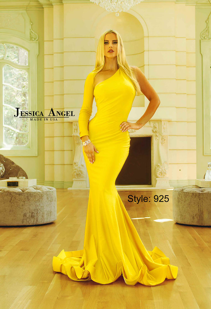 Jersey Fitted One Shoulder Gown by Jessica Angel 925
