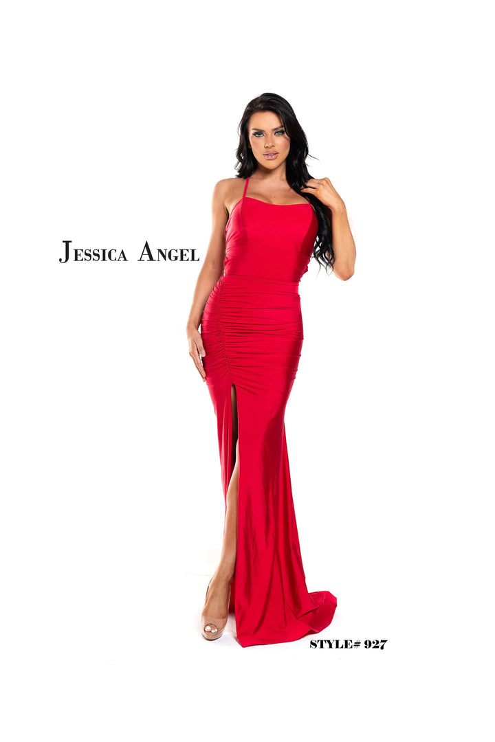 Jersey Fitted Sleeveless Slit Gown by Jessica Angel 927