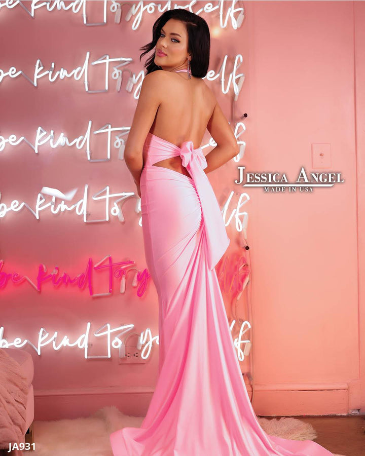 Jersey Fitted Halter Gown by Jessica Angel 931