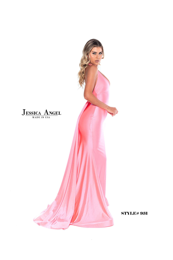 Jersey Fitted Halter Gown by Jessica Angel 931