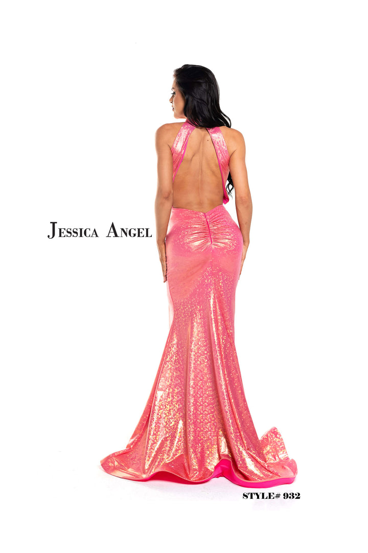 Holographic Halter Slit Gown by Jessica Angel 932