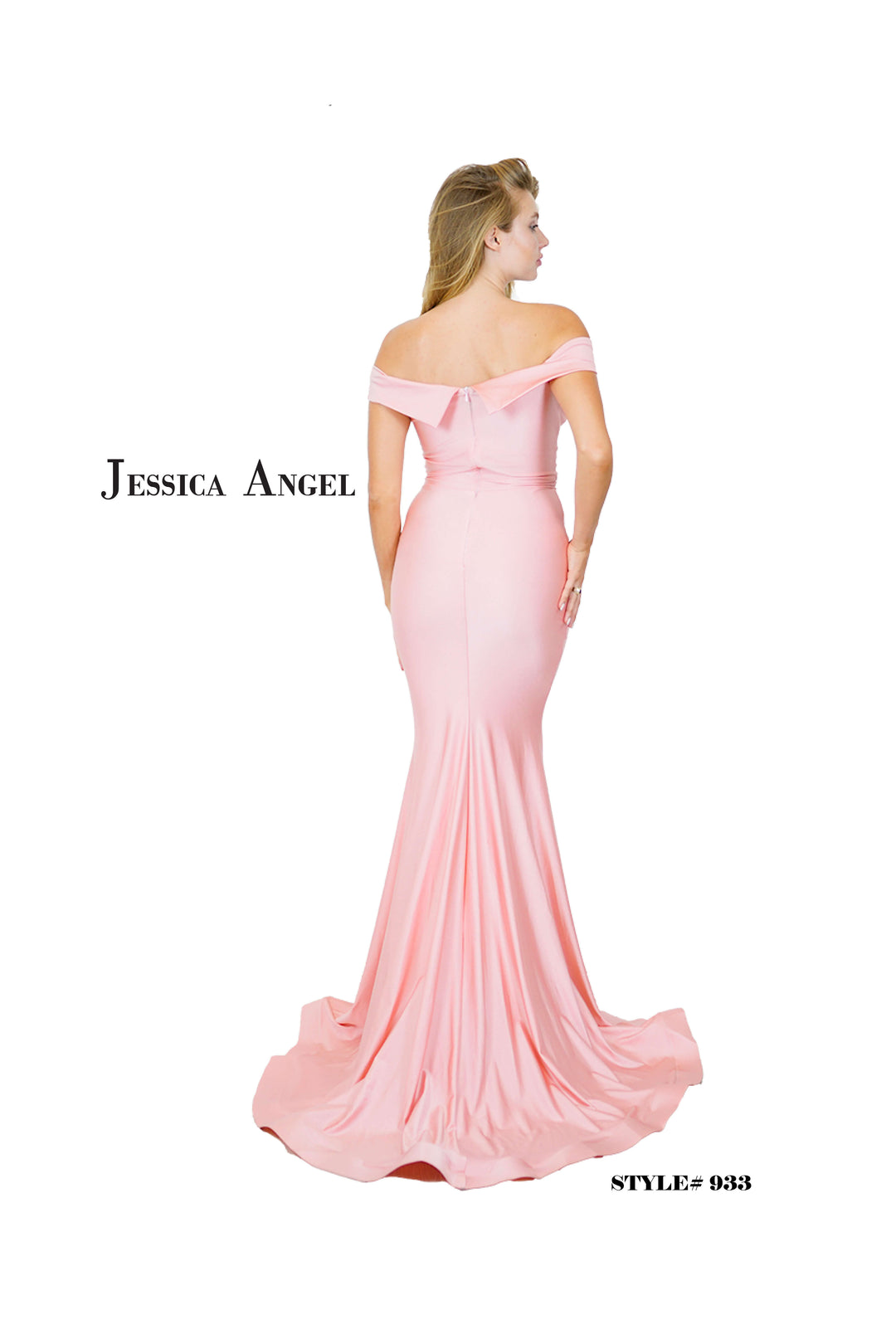 Jersey Fitted Off Shoulder Gown by Jessica Angel 933