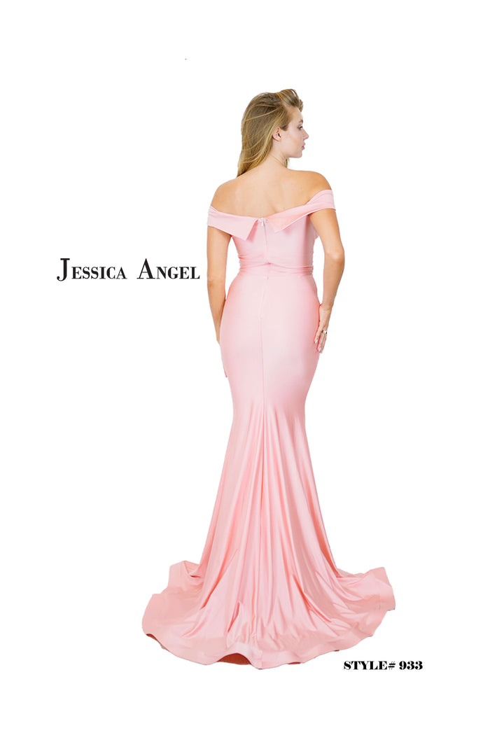 Jersey Fitted Off Shoulder Gown by Jessica Angel 933
