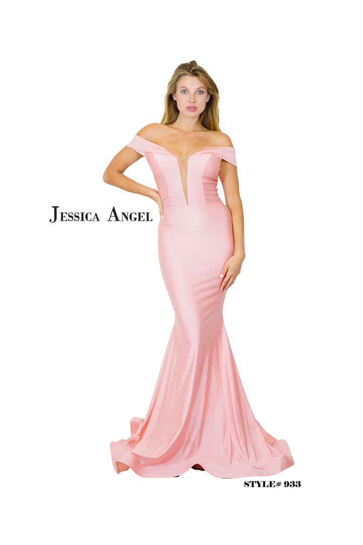 Jersey Fitted Off Shoulder Gown by Jessica Angel 933