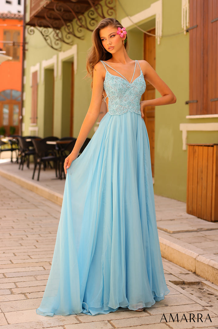 Beaded Sleeveless A-line Tulle Gown by Amarra 94008