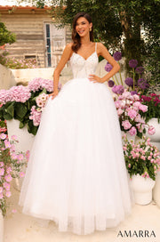 Beaded Tulle Sleeveless A-line Gown by Amarra 94020