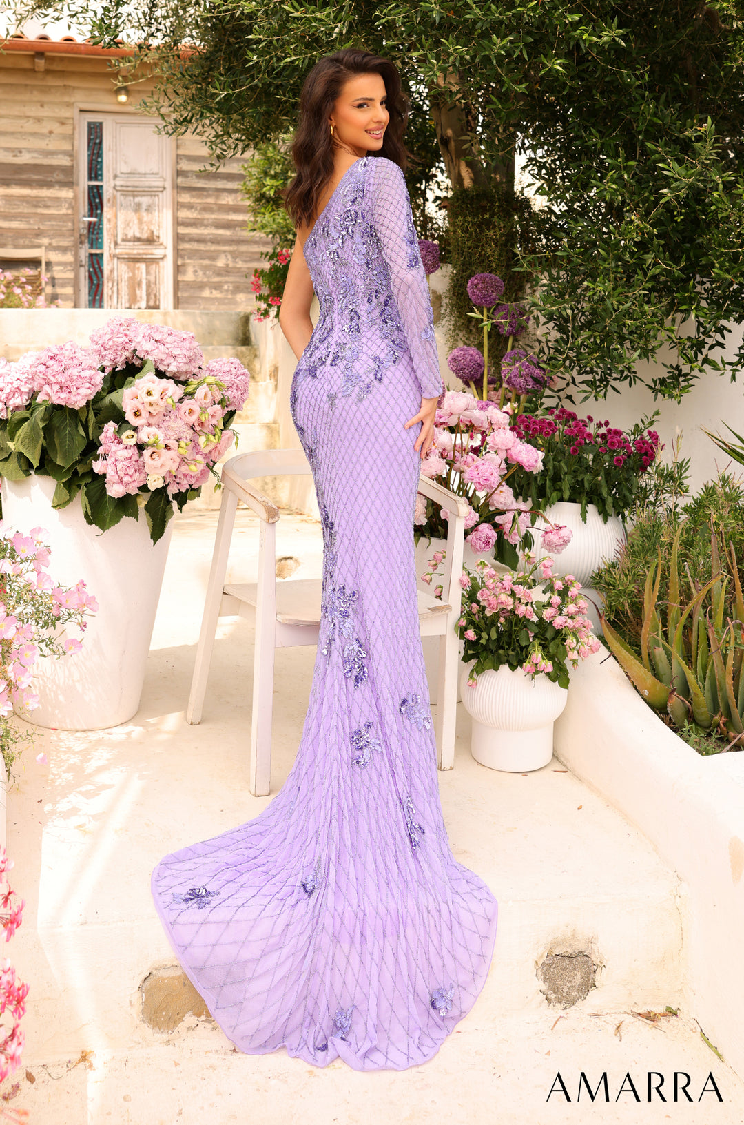 Applique Long Sleeve Mermaid Dress by Amarra 94027