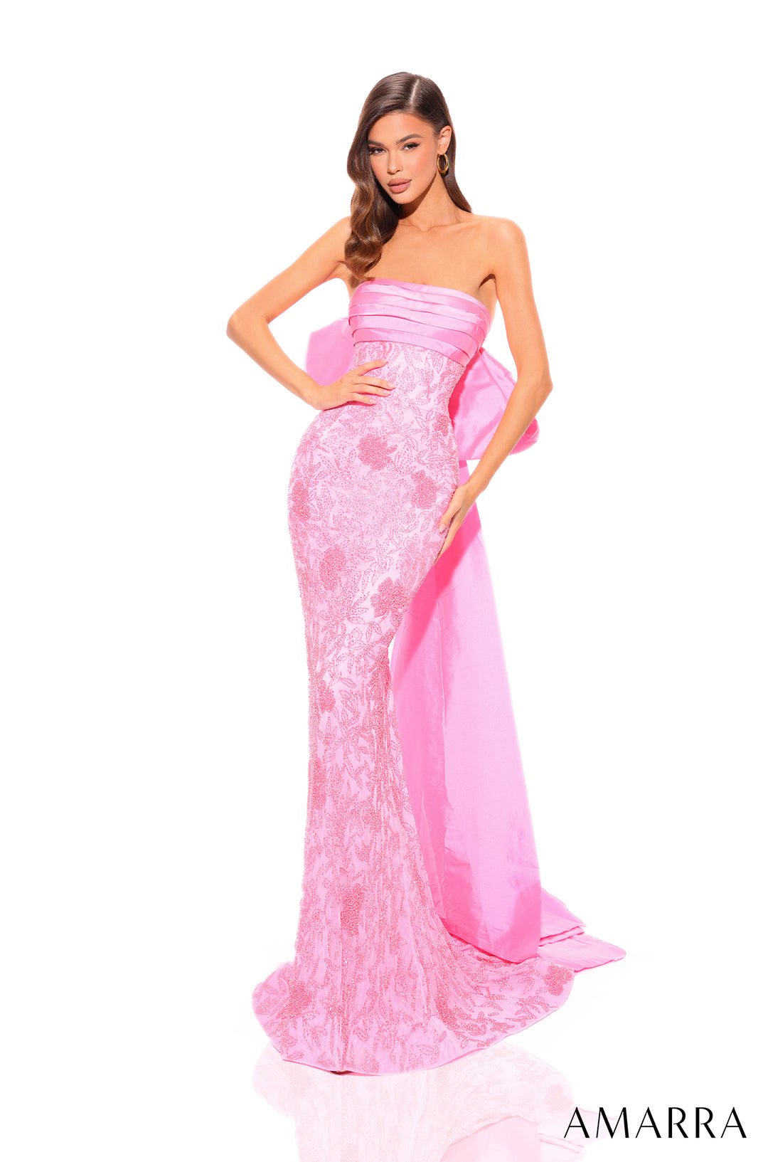 Beaded Strapless Bow Mermaid Dress by Amarra 94049