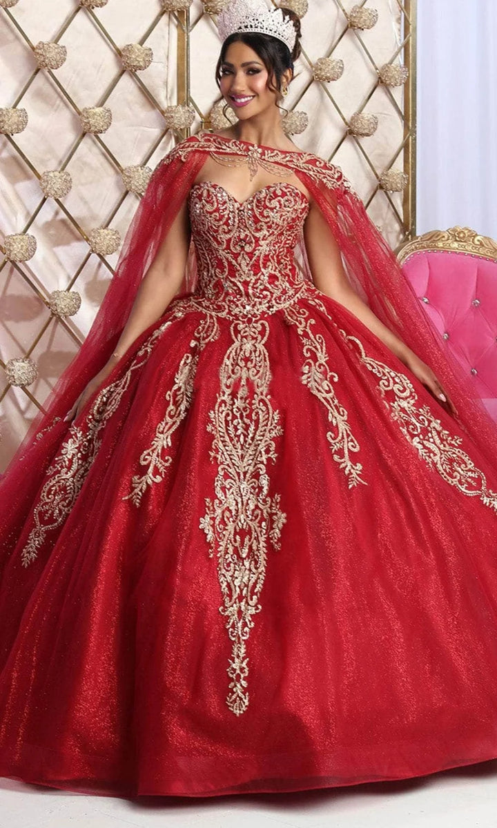 Strapless Cape Ball Gown by May Queen LK230