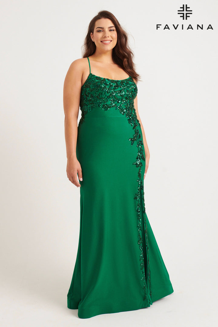 Plus Size Beaded Sleeveless Gown by Faviana 9570