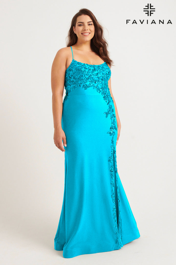 Plus Size Beaded Sleeveless Gown by Faviana 9570