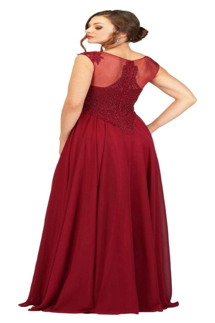 Chiffon Cap Sleeve A-line Gown by Abby Paris 96051W