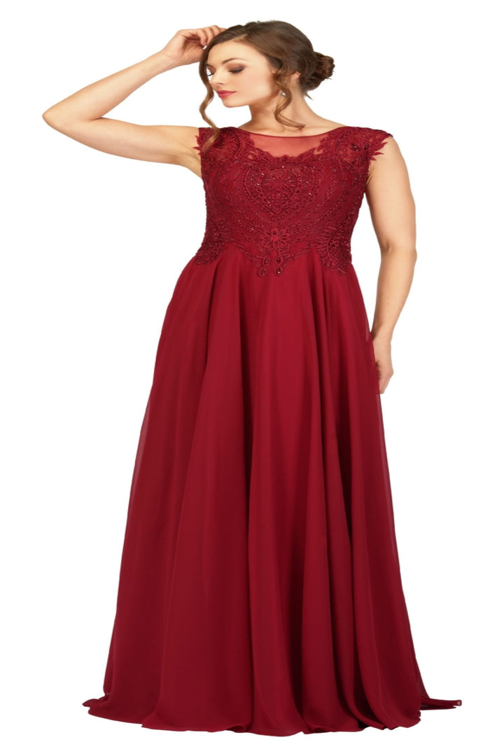 Chiffon Cap Sleeve A-line Gown by Abby Paris 96051W