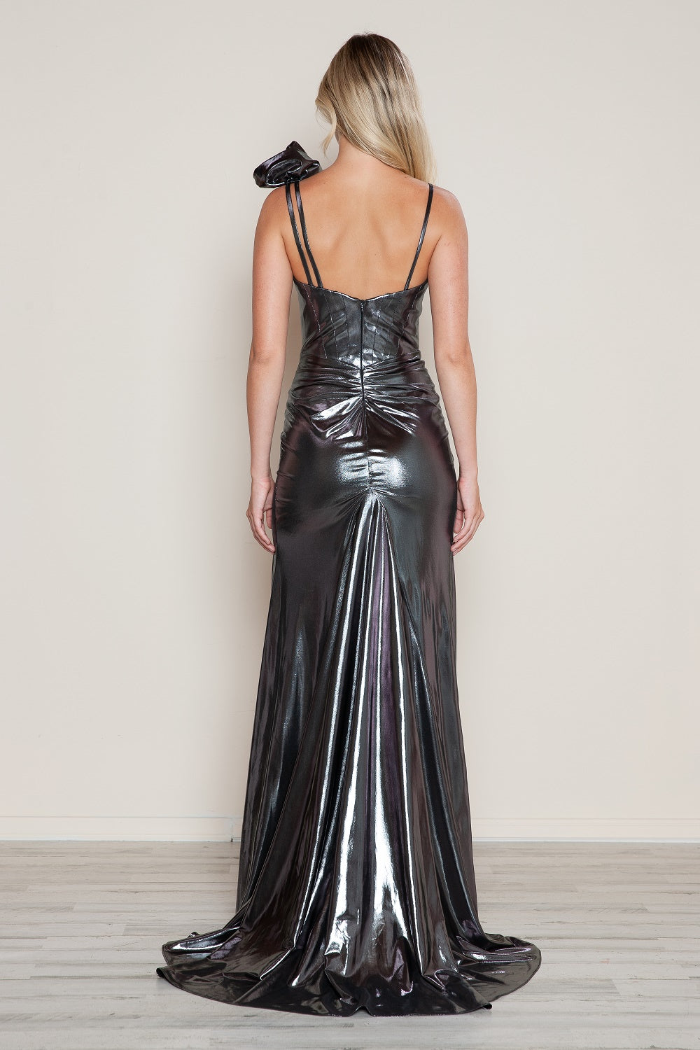 Poly USA 9680 Metallic Sleeveless Slit Gown | FormalDressShops Bronze / M Poly USA 9680 Metallic Sleeveless Slit Gown | FormalDressShops Bronze / M