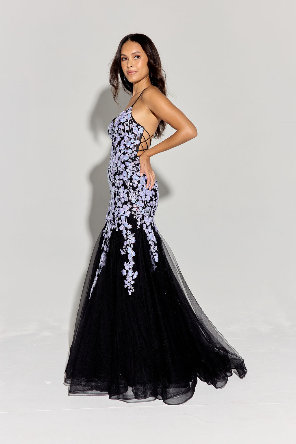 black applique mermaid dress Spaghetti Straps Black Applique Mermaid Prom Dress FancyVestido