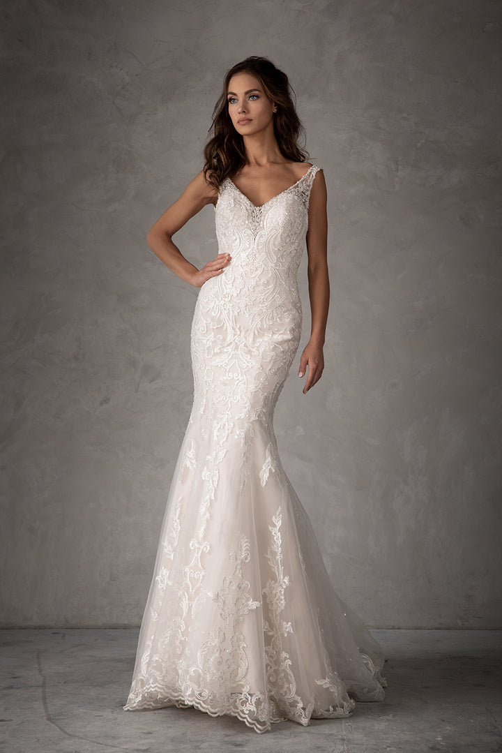 Applique V-Neck Mermaid Bridal Gown by Abby Lane 97107