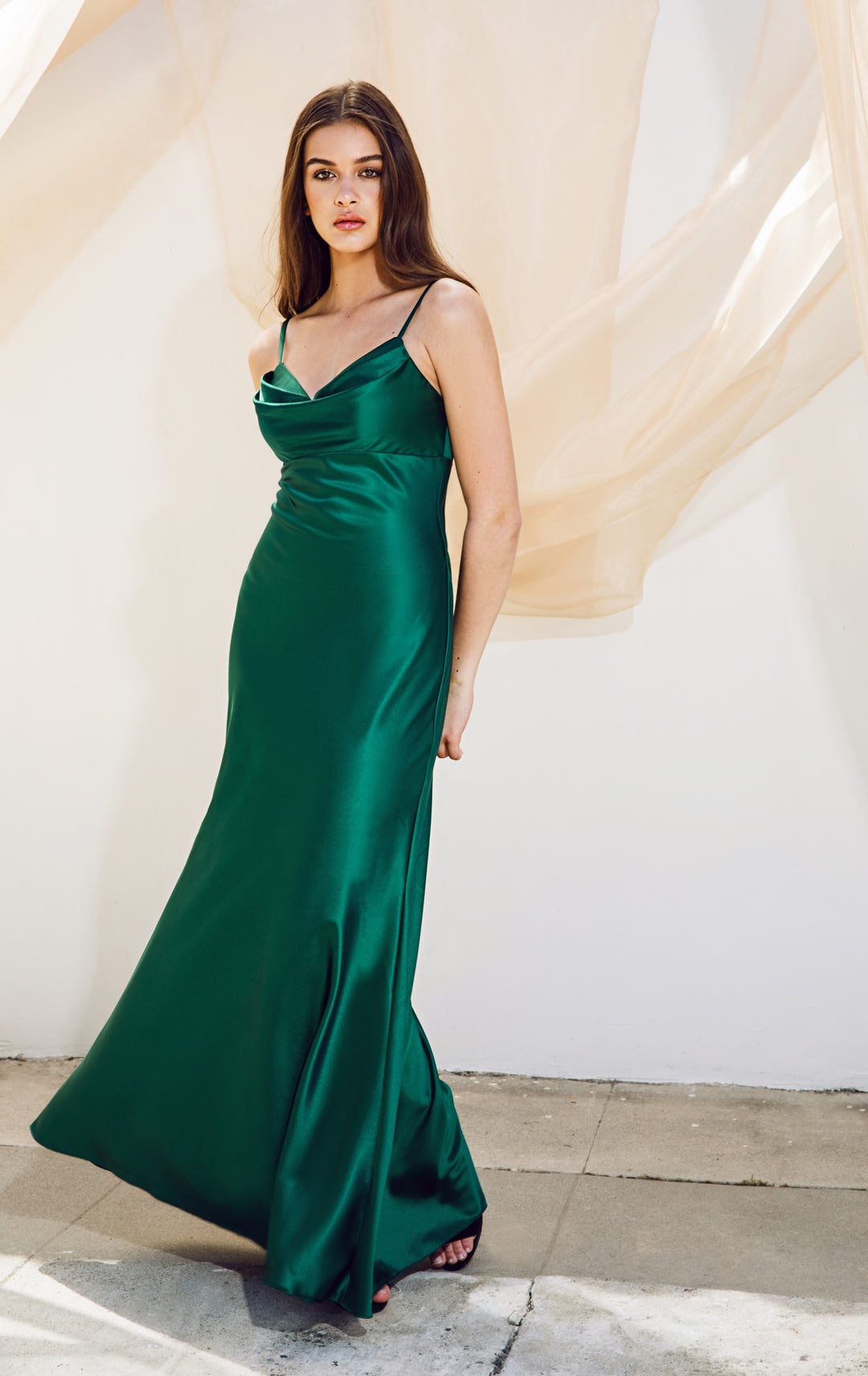long silk fitted dress Stretch Satin Sleek Long Glitter Prom Dress
