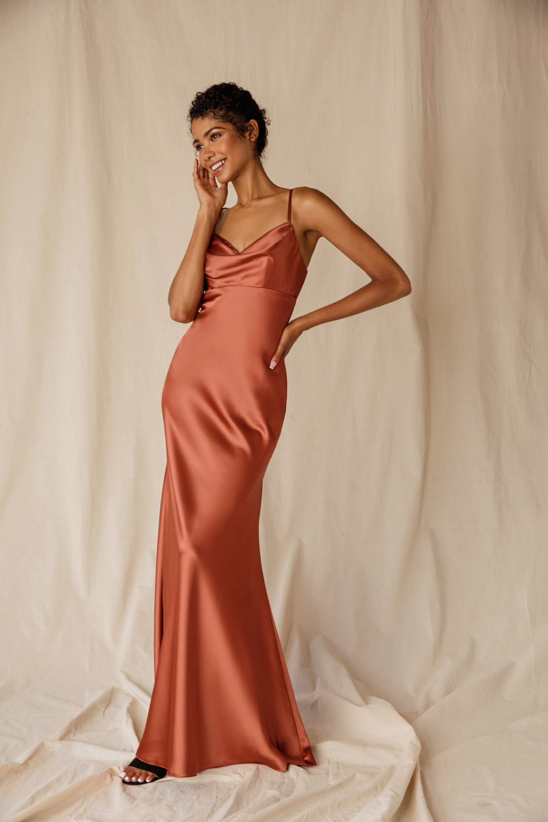Satin Fitted Long Cowl Neck Dress by Eureka 9711 ABC Fashion Satin Fitted Long Cowl Neck Dress by Eureka 9711 ABC Fashion