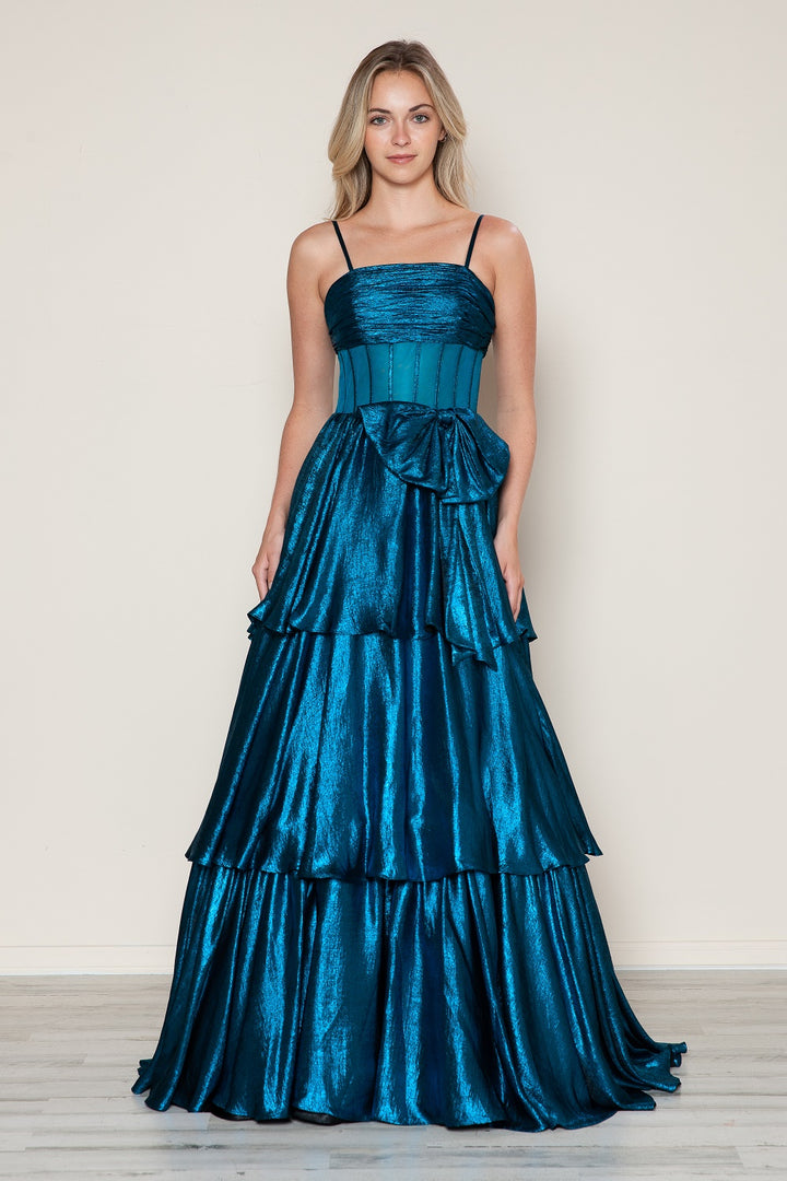 Metallic Sleeveless A-line Gown by Poly USA 9718 - Outlet