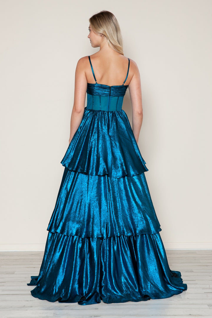 Metallic Sleeveless A-line Gown by Poly USA 9718 - Outlet