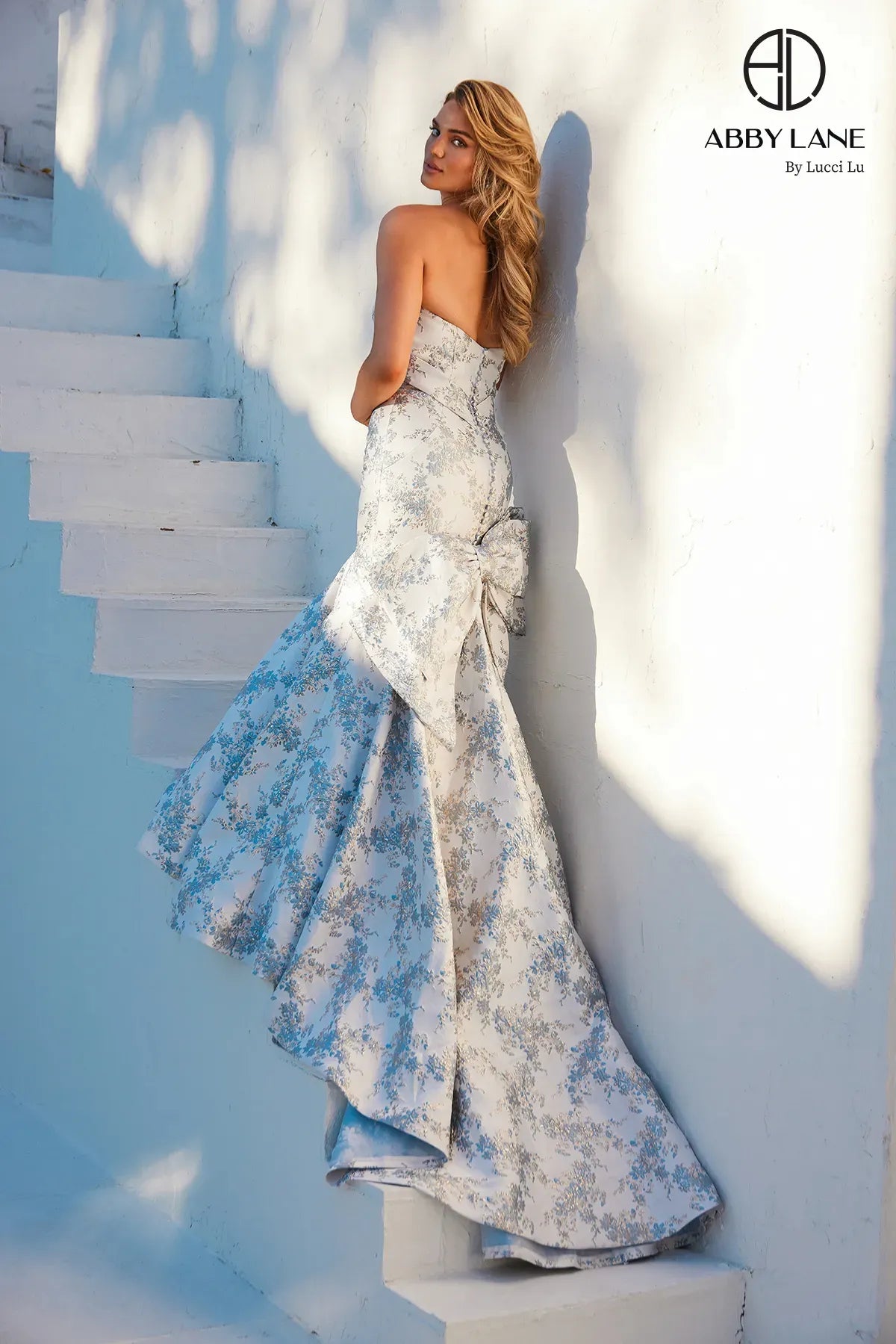 blue brocade dress Blue Brocade Strapless Bridal Gown by Abby Lane 97274 2 / Blue