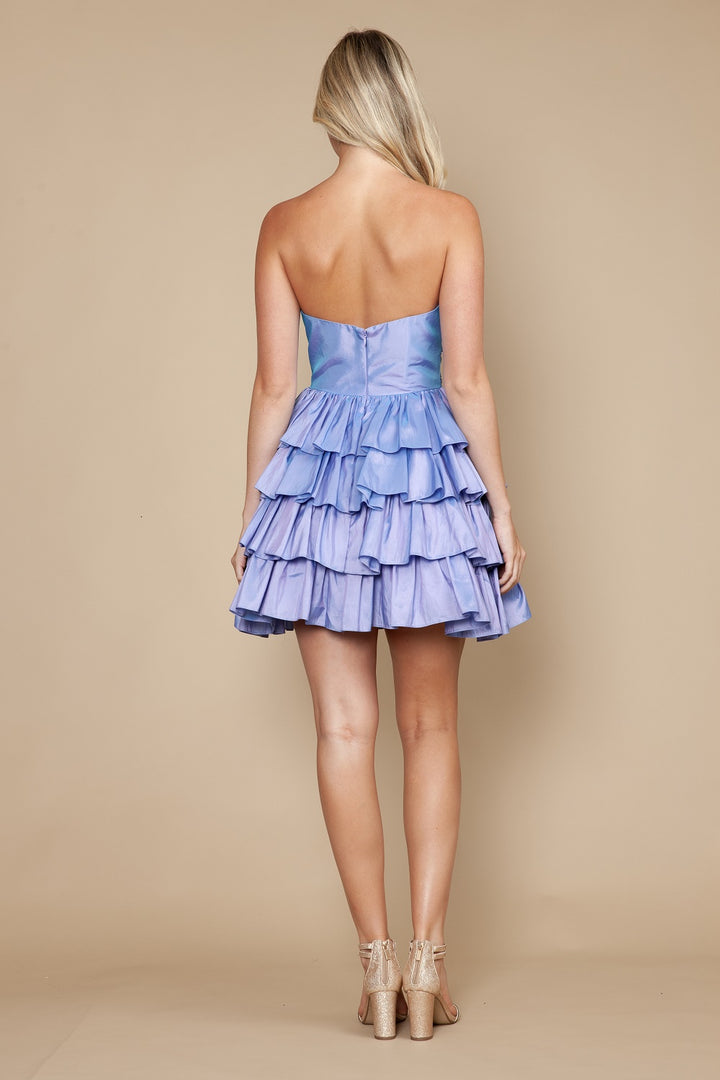 Short Strapless Tiered Dress by Poly USA 9800