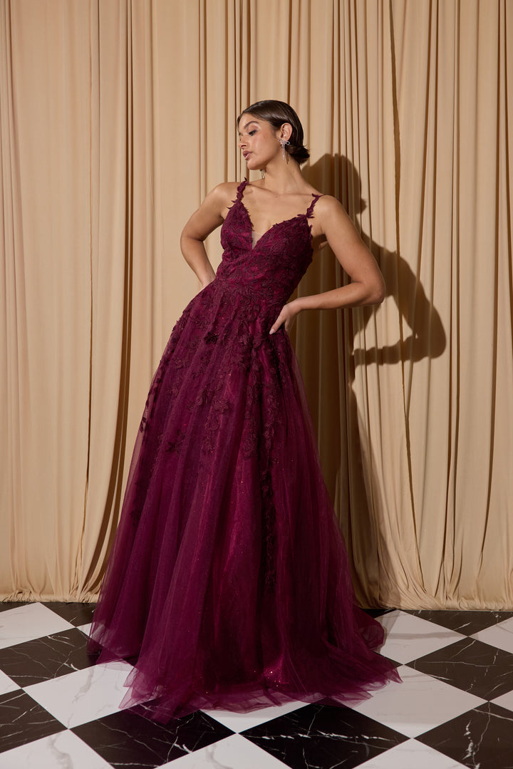 Applique Sleeveless A-line Gown by Eureka 9858