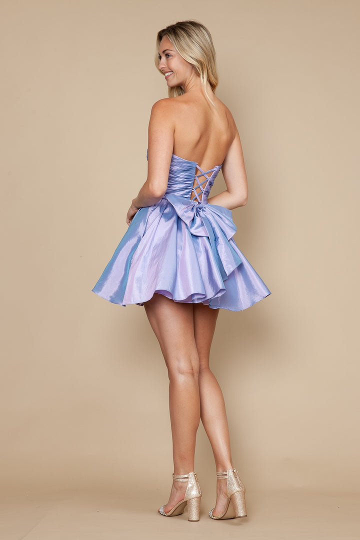 Satin Short Strapless A-line Dress by Poly USA 9908