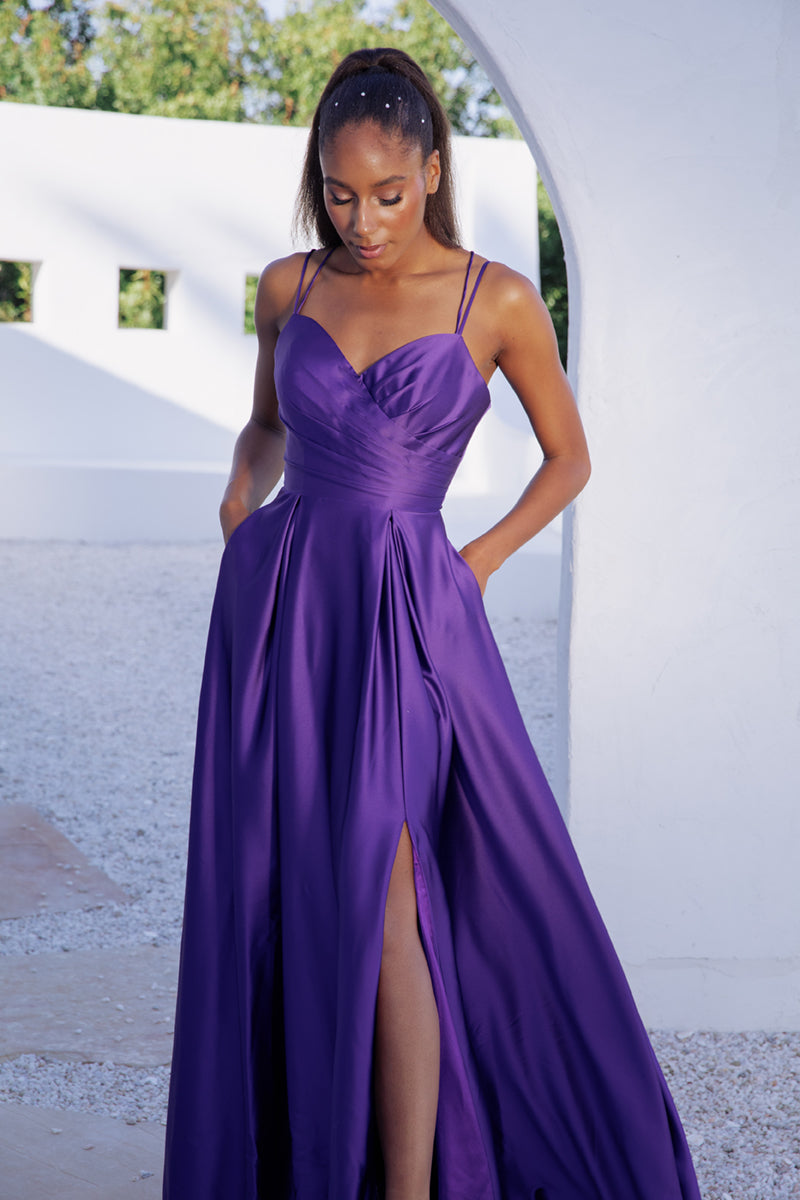 Satin Sleeveless A-line Slit Gown by Eureka 9925 ABC Fashion Satin Sleeveless A-line Slit Gown by Eureka 9925 ABC Fashion