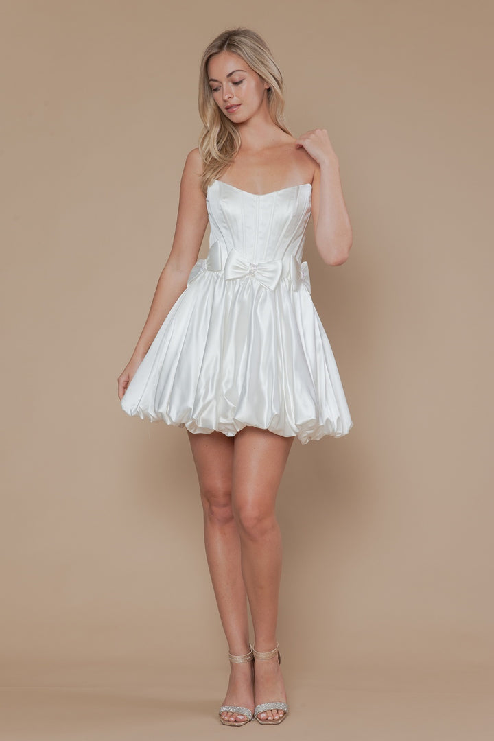 Short Strapless Bow Bubble Dress by Poly USA 9950